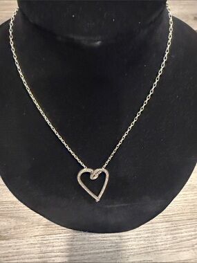 Brighton Silver Open Heart Necklace with Sparkle Accents
